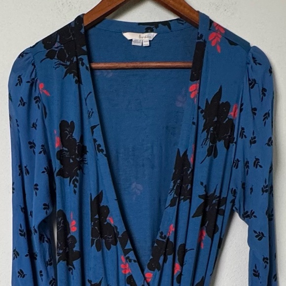 BODEN Leda Jersey Wrap Dress Blue/Teal Baltic Pop Floral Midi Size 12 R - Picture 5 of 15